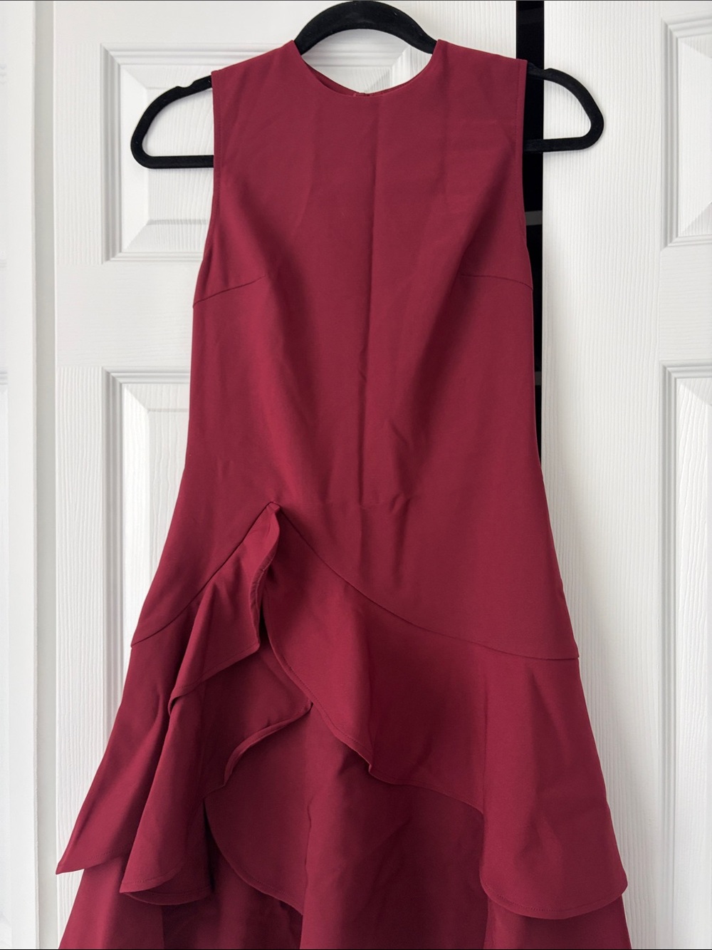 Commense Burgundy Midi Ruffle Skirt